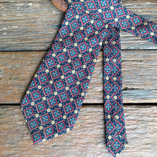 1970's Vintage Necktie - John & Lois Classic print on Navy - OOAK - Phoenix Menswear