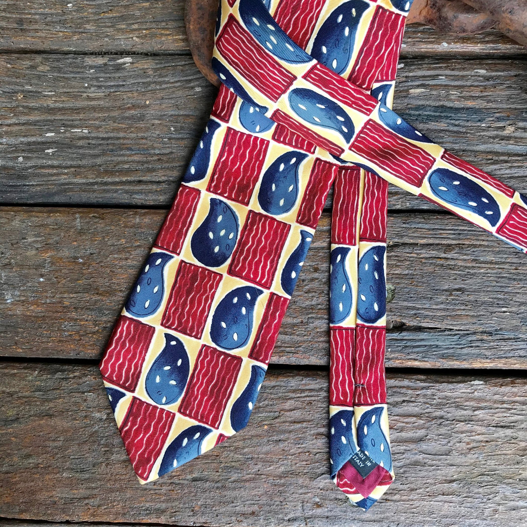 1970's Vintage Necktie - Luca Castelli Made in Italy Navy Red - OOAK - Phoenix Menswear