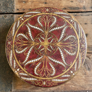 1960's Vintage Floral Tin Round Gold Burgundy White Made in England - OOAK - Phoenix Menswear