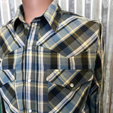 Load image into Gallery viewer, 1970&#39;s Vintage Western L/S Shirt in Blue Plaid Sz M - OOAK - Phoenix Menswear