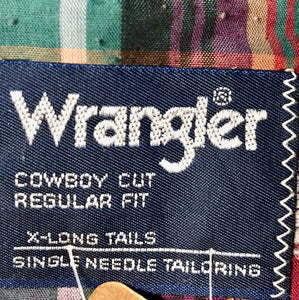 1970's Vintage Western Wrangler L/S Shirt Red Green Purple Check Sz M - OOAK - Phoenix Menswear