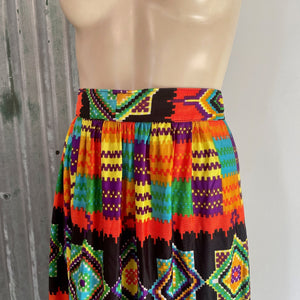 1970's Vintage Psychedelic Skirt Orange Purple Sz M - OOAK - Phoenix Menswear
