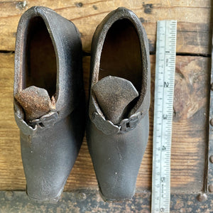 Antique 1800s Children's 'Lancashire Clogs' Handmade Leather Wood Metal Rare Unique - OOAK - Phoenix Menswear