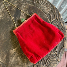 Load image into Gallery viewer, Antique 1930&#39;s Red Evening Purse Gold Green Jewelled Clasp - OOAK - Phoenix Menswear