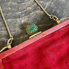 Load image into Gallery viewer, Antique 1930&#39;s Red Evening Purse Gold Green Jewelled Clasp - OOAK - Phoenix Menswear