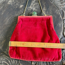 Load image into Gallery viewer, Antique 1930&#39;s Red Evening Purse Gold Green Jewelled Clasp - OOAK - Phoenix Menswear