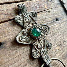 Load image into Gallery viewer, Antique Silver Pendant with Green Gem - OOAK - Phoenix Menswear