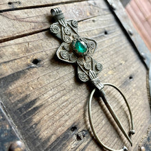 Load image into Gallery viewer, Antique Silver Pendant with Green Gem - OOAK - Phoenix Menswear