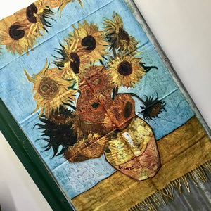 Art Scarf Vincent Van Gogh's 'Vase with Twelve Sunflowers' Warm Soft - New - Phoenix Menswear