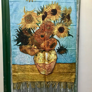 Art Scarf Vincent Van Gogh's 'Vase with Twelve Sunflowers' Warm Soft - New - Phoenix Menswear