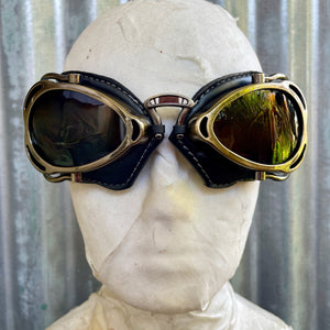 Aviator Goggles Brass Colour Metal Frame - Phoenix Menswear