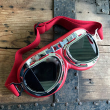 Load image into Gallery viewer, Aviator Goggles Red &amp; Silver Colour - Phoenix Menswear