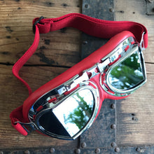 Load image into Gallery viewer, Aviator Goggles Red &amp; Silver Colour - Phoenix Menswear