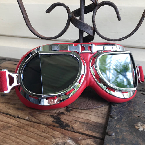 Aviator Goggles Red & Silver Colour - Phoenix Menswear