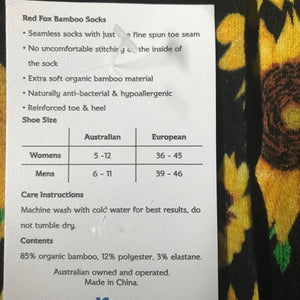 Bamboo Socks - Sunflower Bloom - Size S/M - Phoenix Menswear