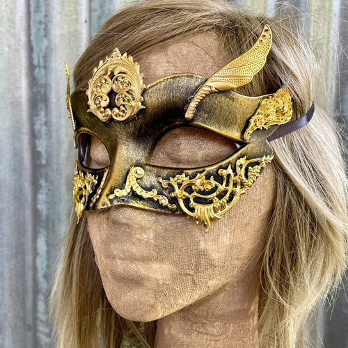 Baroque Gold Black Mask Winged - Phoenix Menswear