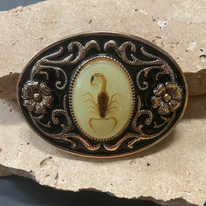 Belt Buckle - Oval Floral with Scorpion - Phoenix Menswear