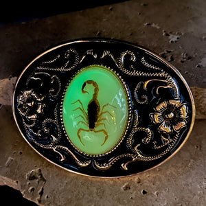 Belt Buckle - Oval Floral with Scorpion - Phoenix Menswear
