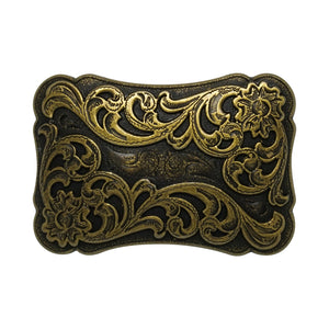 Belt Buckle - Rectangular Floral - Phoenix Menswear