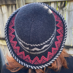 Black Boiled Wool Aztec Style Knit Hat - Phoenix Menswear