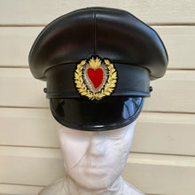 Load image into Gallery viewer, Black Captain Hat Love Heart Red Gold Immortal Kraft Velvet Unisex - OOAK - Phoenix Menswear