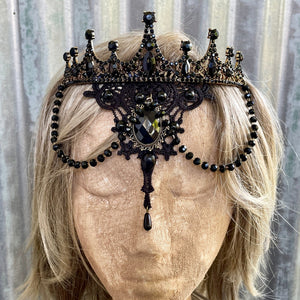 Black Gothic Crown Diamante Beads - Phoenix Menswear