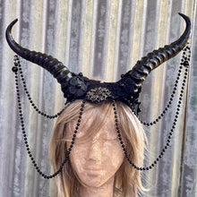 Load image into Gallery viewer, Black Gothic Horns Lace Beads - Phoenix Menswear