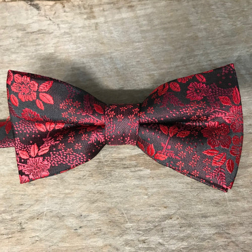 Black & Red Floral Bow Tie - Phoenix Menswear