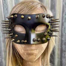 Load image into Gallery viewer, Black Spiked Mask Silver Costume Steampunk - Phoenix Menswear