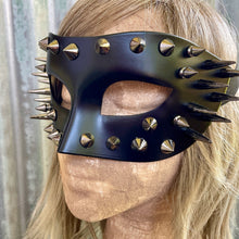 Load image into Gallery viewer, Black Spiked Mask Silver Costume Steampunk - Phoenix Menswear