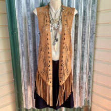 Load image into Gallery viewer, Boho Vest Faux Suede Fringe Laser Cut Unisex Waistcoat One Size - New - Phoenix Menswear