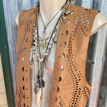 Load image into Gallery viewer, Boho Vest Faux Suede Fringe Laser Cut Unisex Waistcoat One Size - New - Phoenix Menswear