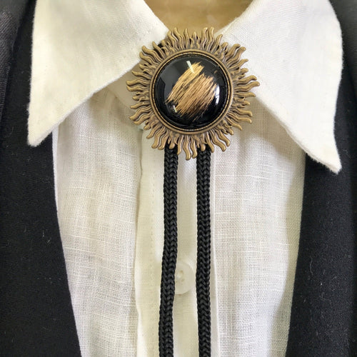 Bolo Tie - Black and Gold Sun Design - Phoenix Menswear