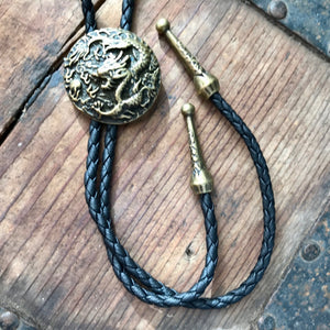 Bolo Tie - Gold Dragon Design - Phoenix Menswear