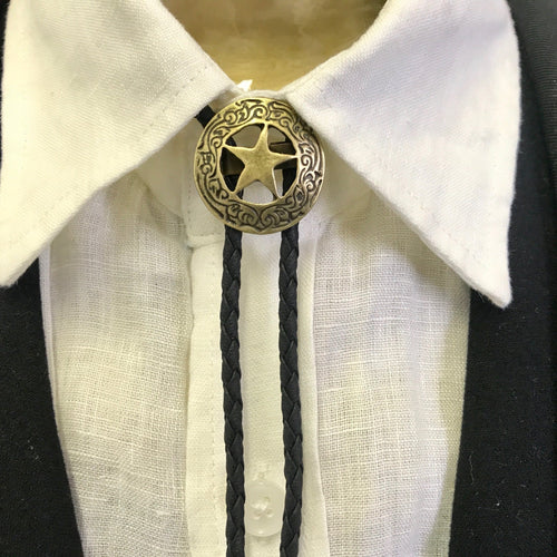 Bolo Tie - Gold Sheriff Star Design - Phoenix Menswear