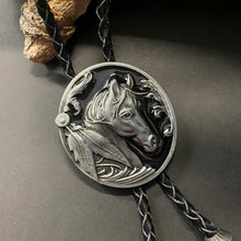 Load image into Gallery viewer, Bolo Tie - Silver and Black Enamel Horse - Phoenix Menswear