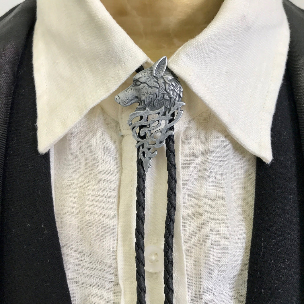 Bolo Tie - Silver Wolf Design - Phoenix Menswear