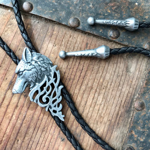 Bolo Tie - Silver Wolf Design - Phoenix Menswear