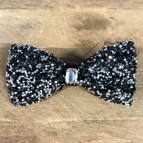 Bow Tie - Diamante Sparkle in Black/Silver - Phoenix Menswear