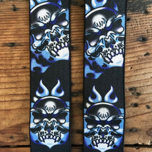 Load image into Gallery viewer, Braces Suspenders - Black with Blue Flaming Skulls - OOAK - Phoenix Menswear