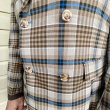 Load image into Gallery viewer, Brown Blue White Check Plaid Double Breasted 2 Piece Suit Blazer Pants Sz L / 36 - New - Phoenix Menswear