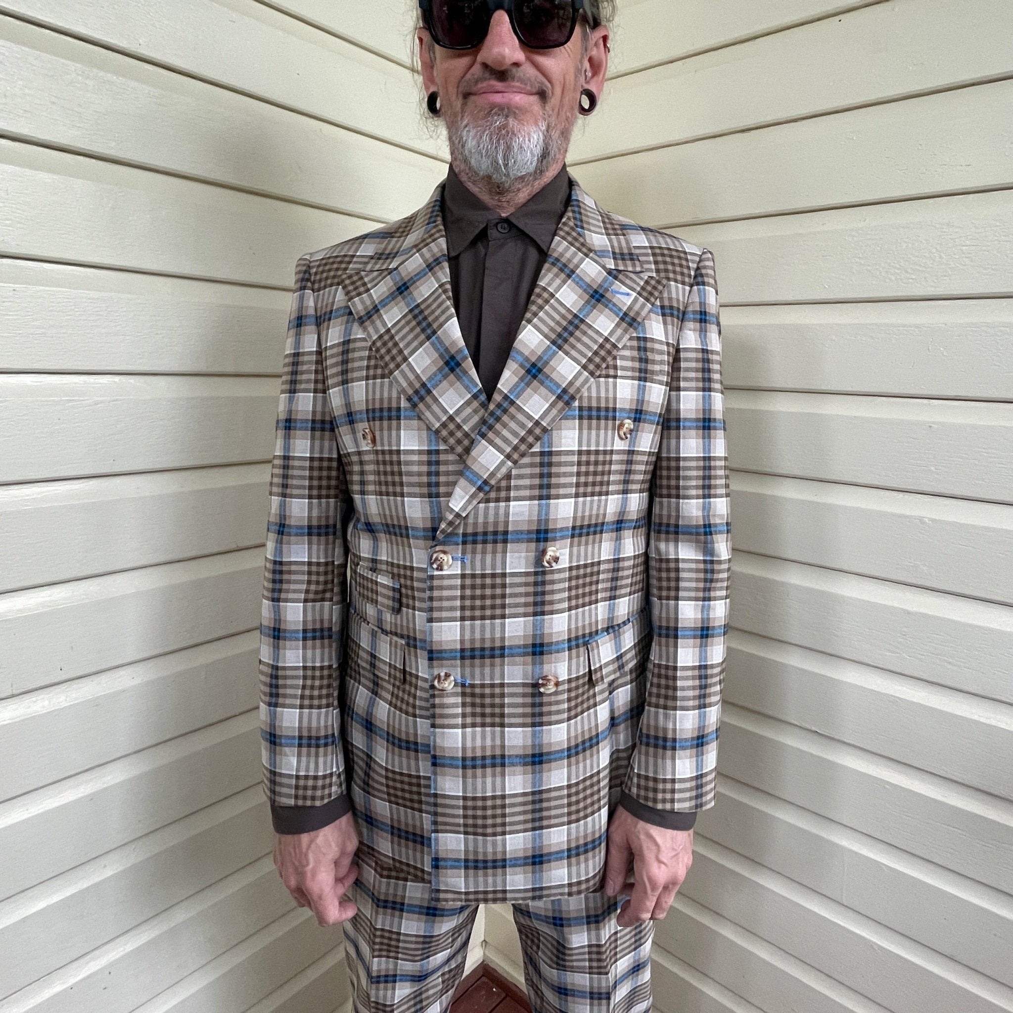 Plaid double clearance breasted suit