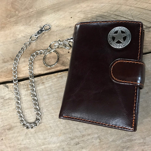 Brown Leather Wallet with Chain - Phoenix Menswear