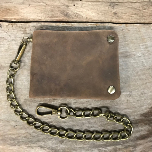 Brown Leather Wallet with Chain - Phoenix Menswear