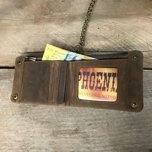 Brown Leather Wallet with Chain - Phoenix Menswear