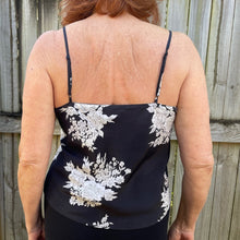 Load image into Gallery viewer, Calvin Klein Black White Floral Singlet Camisole Silk Straps Sz M - OOAK - Phoenix Menswear