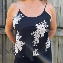 Load image into Gallery viewer, Calvin Klein Black White Floral Singlet Camisole Silk Straps Sz M - OOAK - Phoenix Menswear