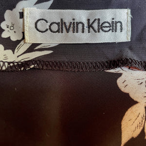 Calvin Klein Black White Floral Singlet Camisole Silk Straps Sz M - OOAK - Phoenix Menswear