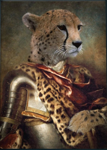 Cheetah Portrait Glossy Print Vintage Renaissance Painting Reproduction. - Phoenix Menswear
