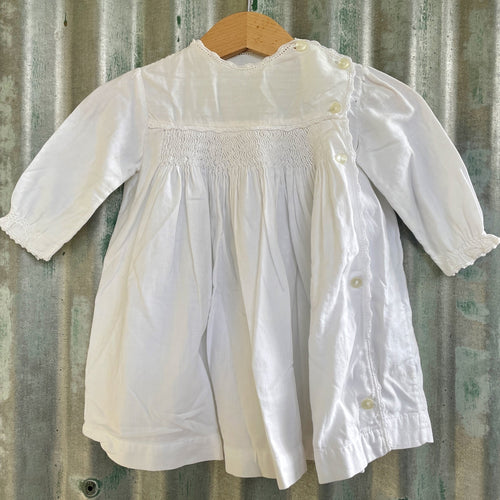 Christening Baptism Gown Handmade Vintage Smocked Cotton White Baby Girl Baby Boy - Phoenix Menswear